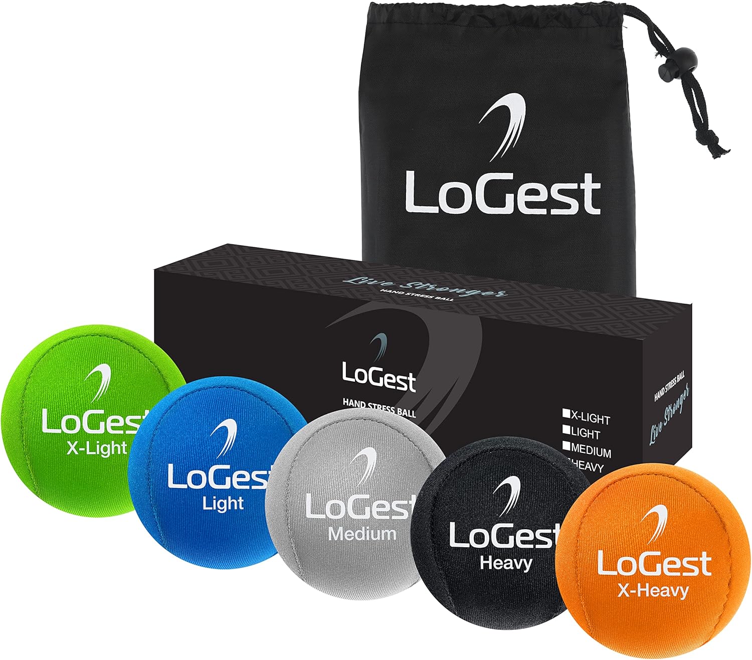 Logest Hand Stress Ball – Stress Reliever and Hand Exercise Ball – Available in 5 Levels Logest Hand Stress Ball – Stress Reliever and Hand Exercise Ball – Available in 5 Levels