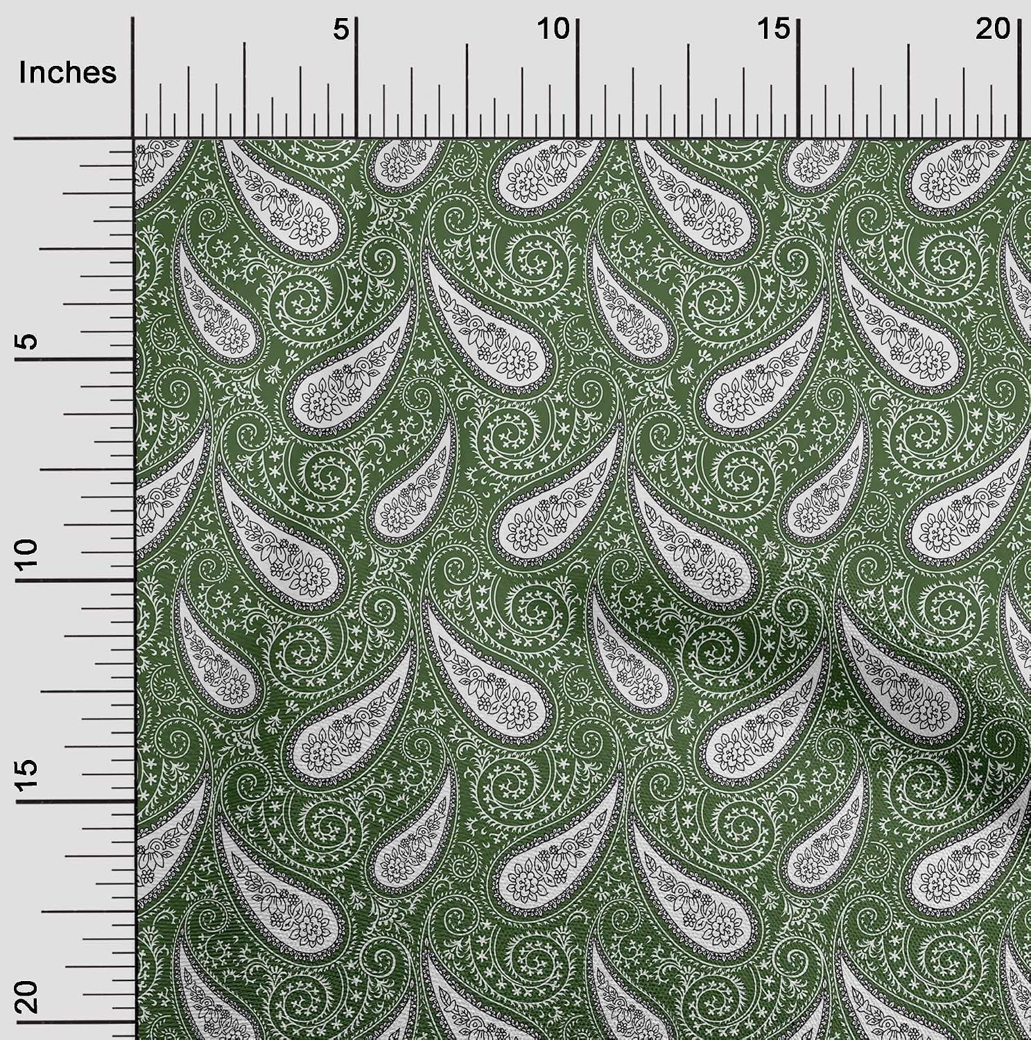 oneOone Polyester Spandex Green Fabric Paisley Sewing Craft Projects Fabric Prints By Yard 56 Inch Wide
