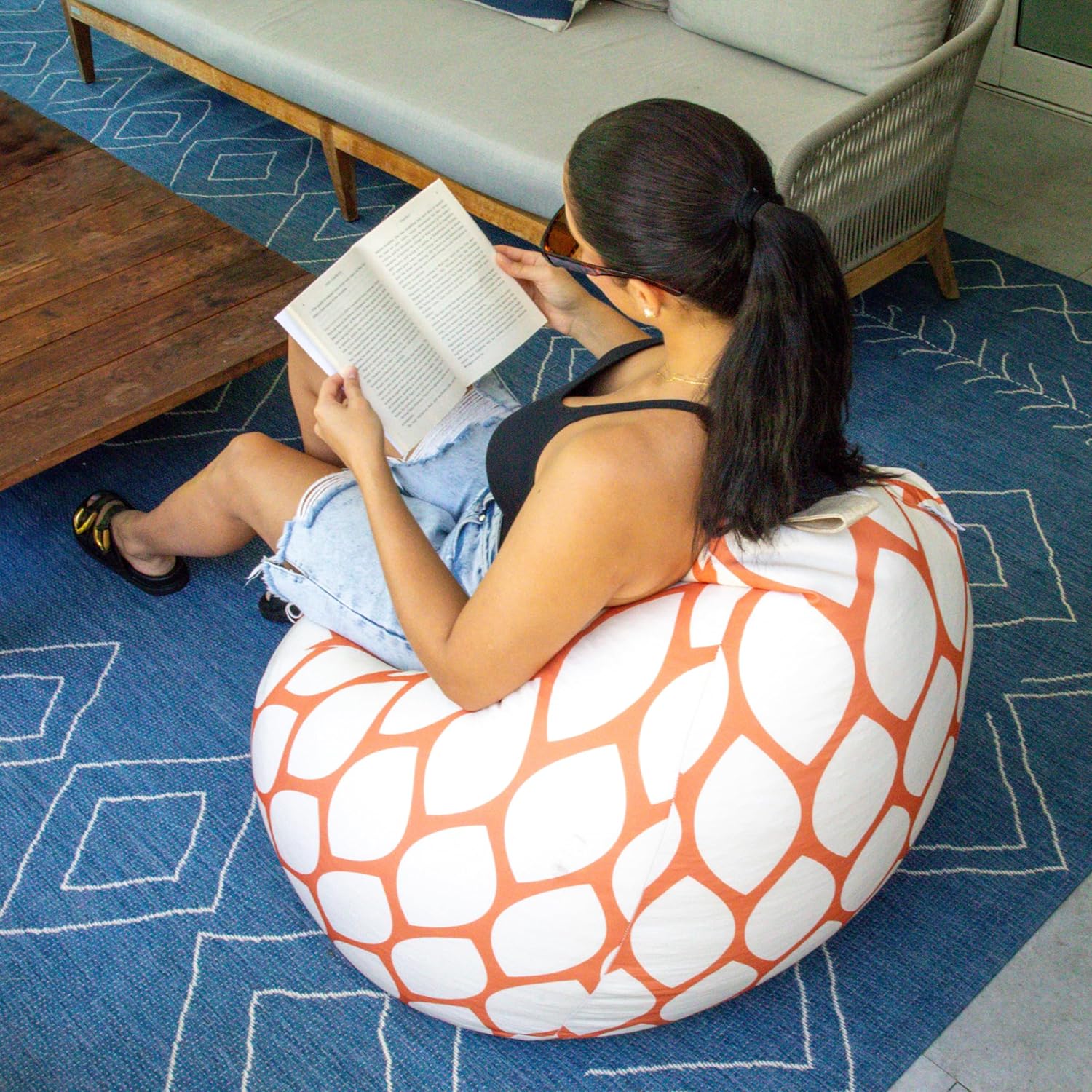 Big Joe Tuffet Weatherproof Bean Bag Chair, Paprika Bella Sunmax, Durable Weather Resistant Fabric, 2.5 feet Teardrop