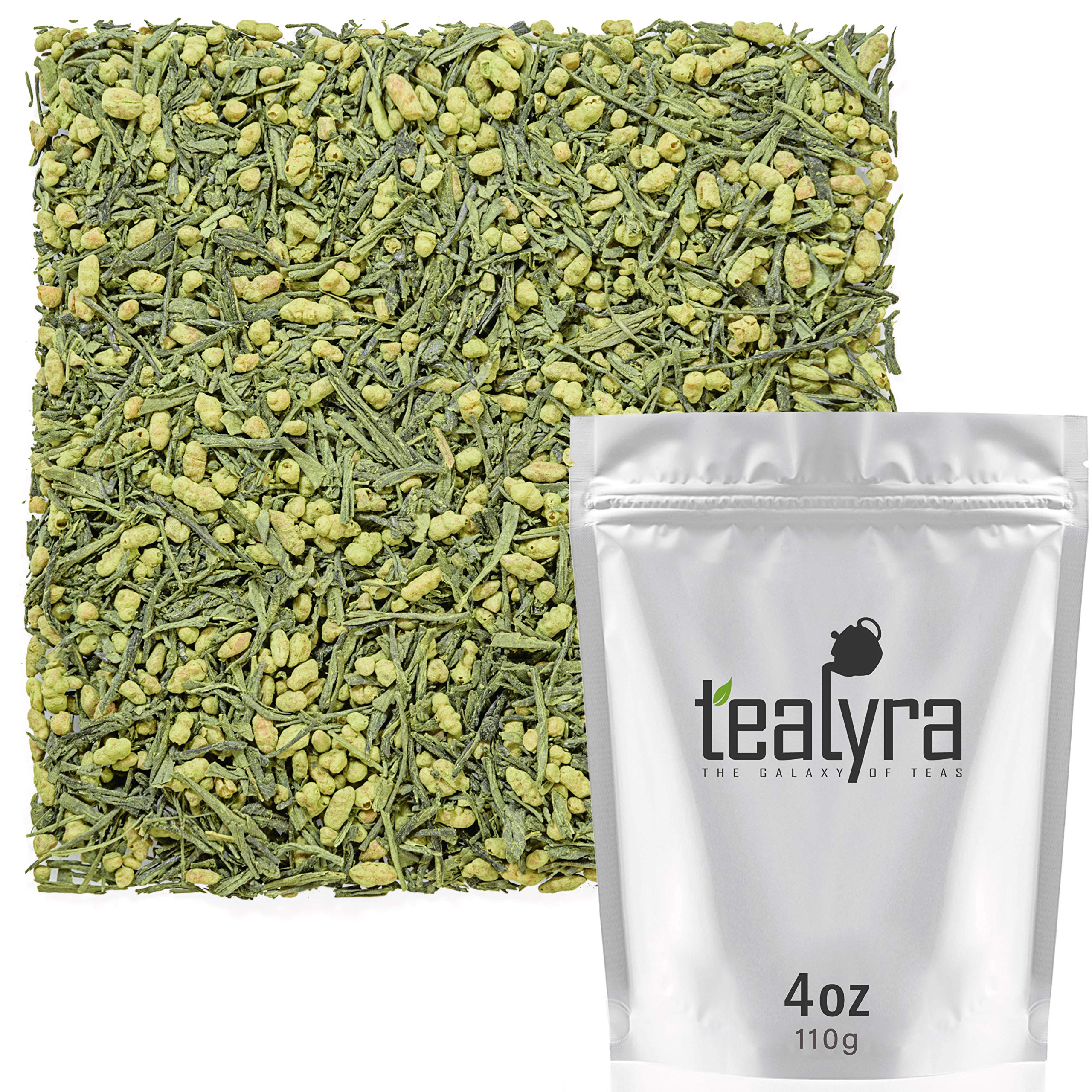 TealyraGen Mai Matcha - Japanese Genmaicha Green Tea Blended with Matcha Powder - Loose Leaf Tea - Caffeine Medium - High Antioxidants - 110g (4-ounce)
