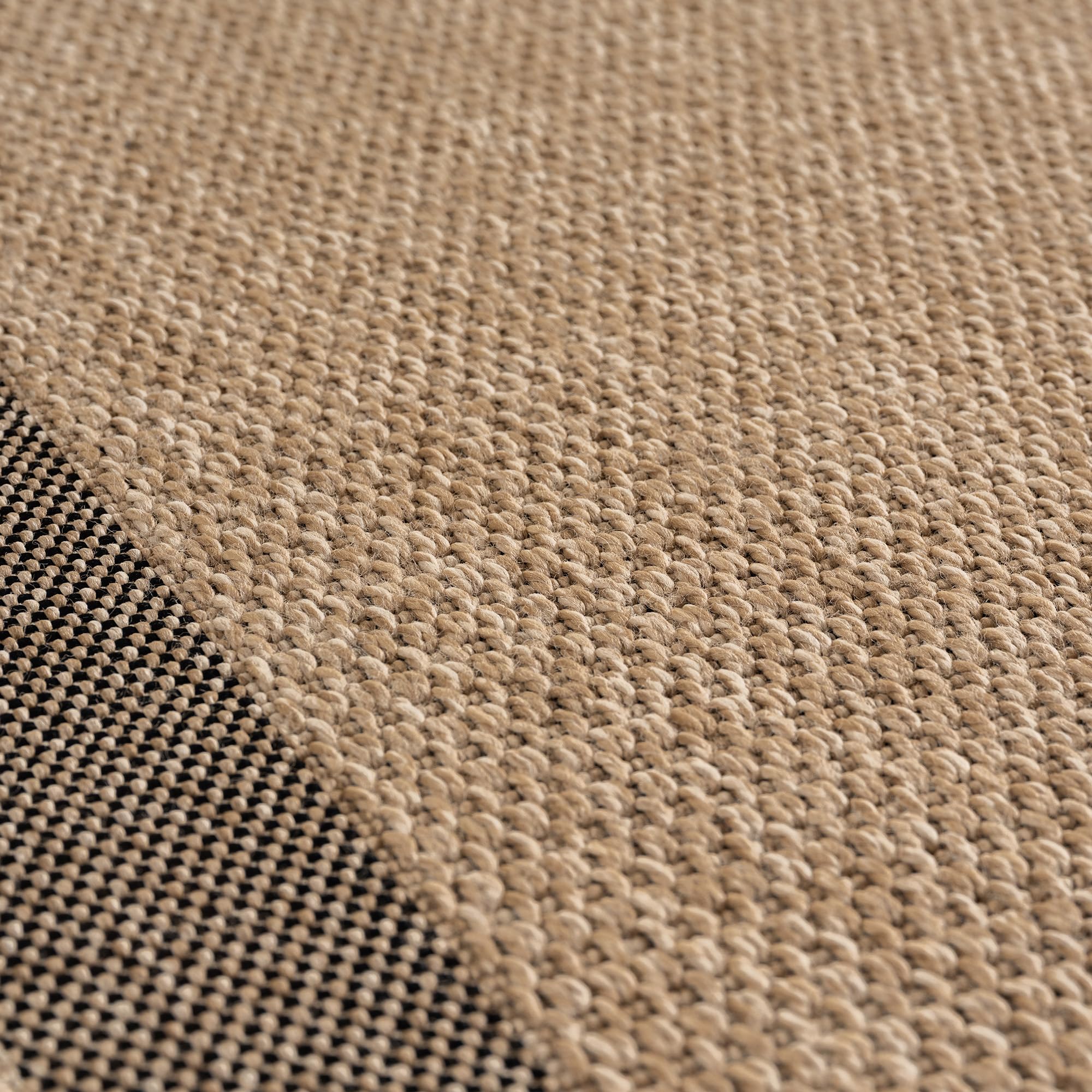 Teppium Tappeto Outdoor Rotondo 160 cm Beige, Resistente alle Intemperie Facile da Pulire, Tappeto Look Juta per Terrazza Giardino Soggiorno Sala da Pranzo