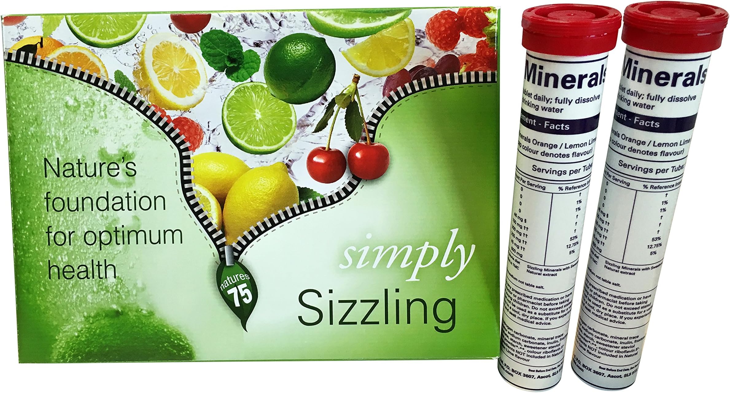 Sizzling Bio-Available Plant Derived 75 Minerals Cherry-Berry Flavour Double Tubes