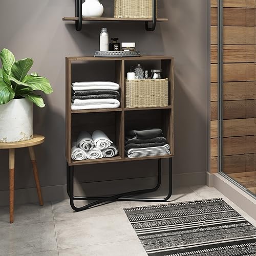 Miniatura 11 de Techni Mobili Estantería de 2 niveles, almacenamiento en cubos para sala de estar u oficina en casa, estantes traseros abiertos para exhibición o