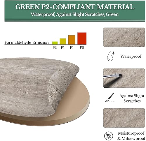 Miniatura 8 de Yaheetech Juego de 2 mesas auxiliares anidables, mesas auxiliares apilables rústicas, juego de mesa auxiliar anidable con mesa redonda de madera y