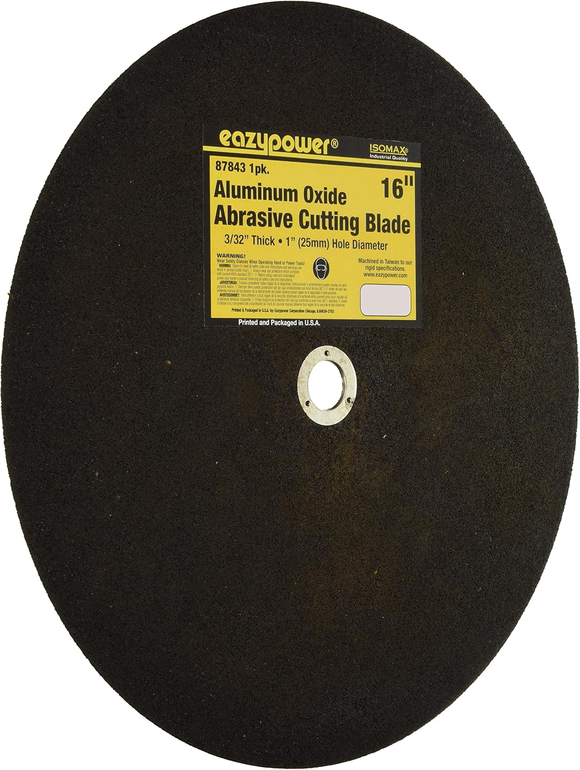 Eazypower 87843 3/32" Thick Cut-Off Blade for Metal with 1" Arbor (1-Pack), 16"