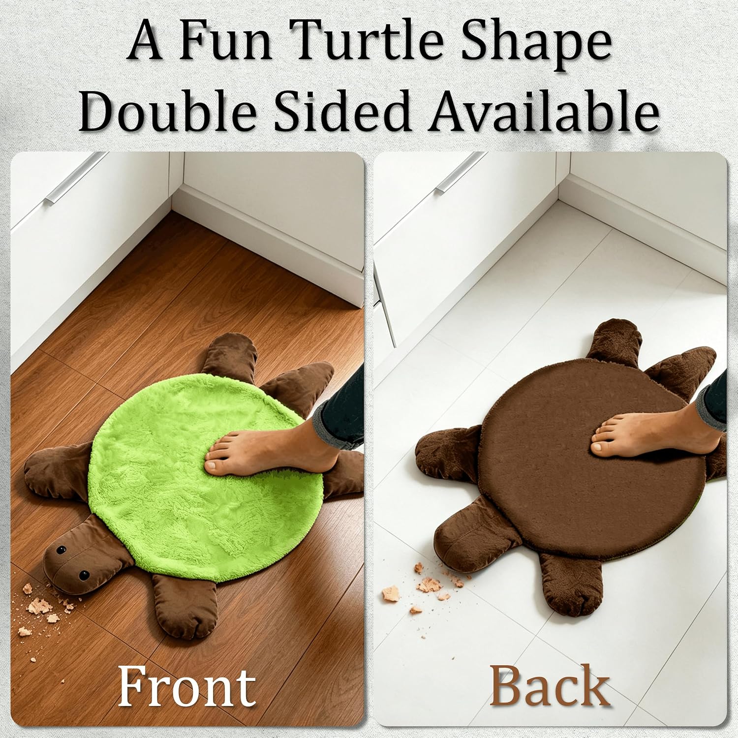 11 Inch Double Sided Turtle Floor Mop with Square Pad Hands Free Washable Foot Mop Pad Reusable Floor Dust Stains Hair Cleaner for Home Office Hardwood Tile Laminate