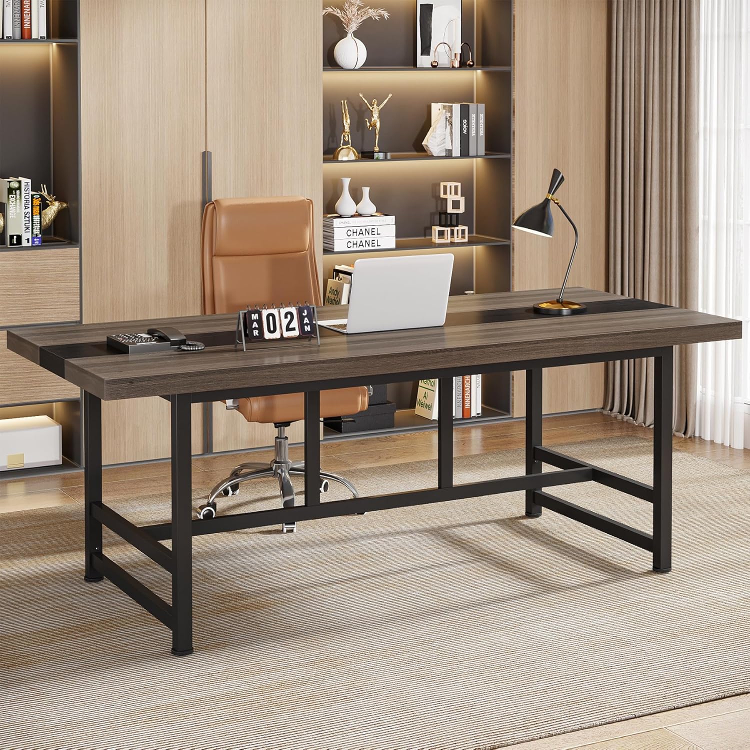 Tribesigns 70.8" Executive Desk, Industrial Large Wood Home