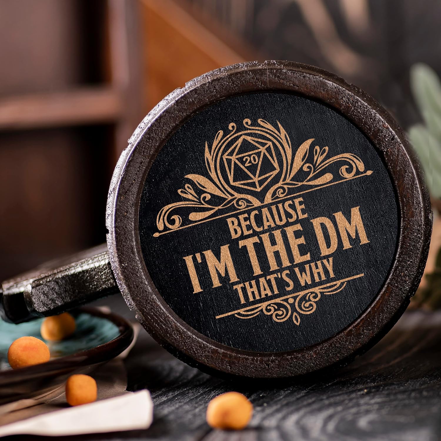 Dnd Because I'm The DM That's Why Wooden Beer Mug. D&D Mug. Gamer Mug. Wooden Tankard. Gift for Boyfriend. Wood Stein. D&D Geek Gift. Gifts for Gamer. Gift for Him #666/0.6L/22 ounces