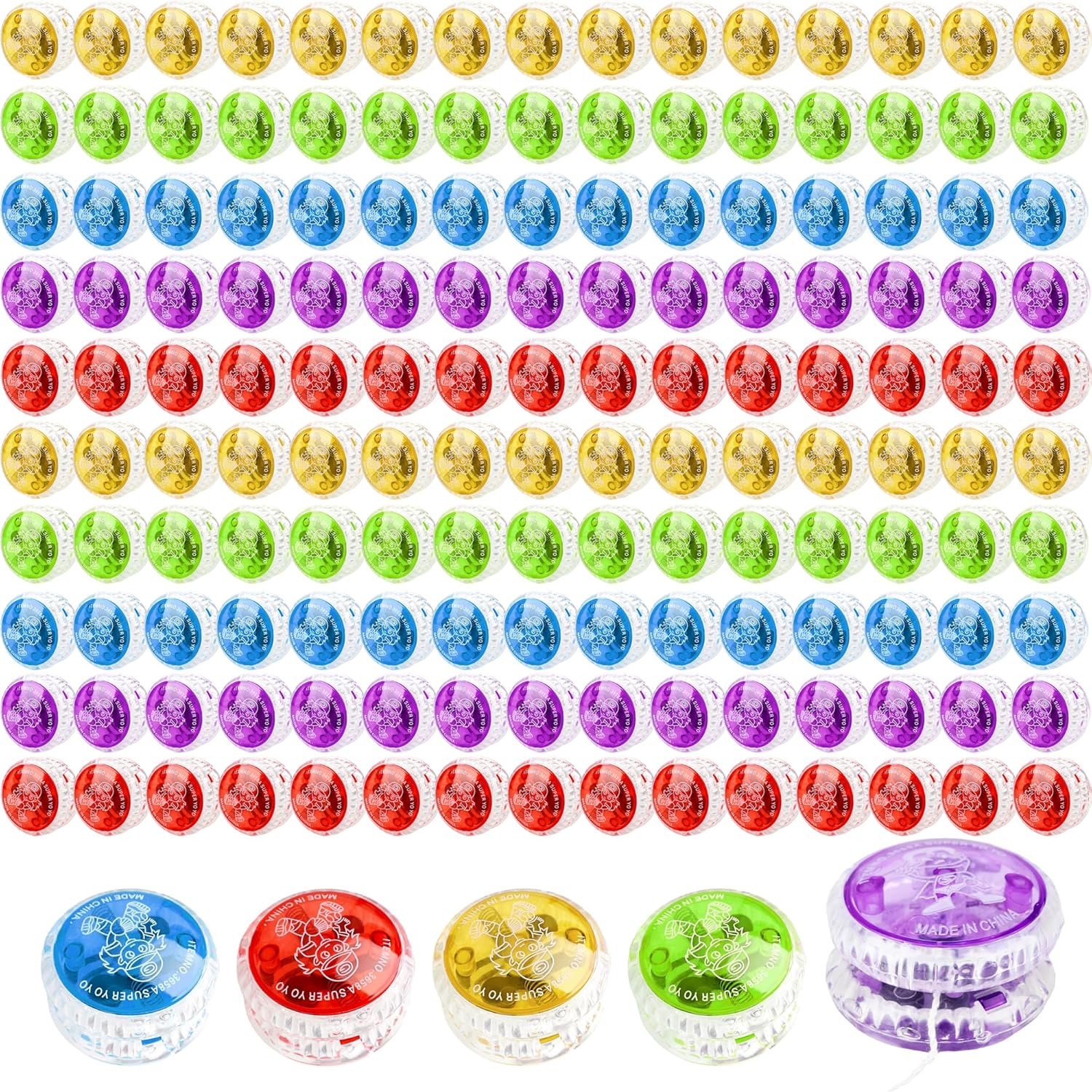 150 Pcs Colorful Light up Yo Yo Ball Bulk LED Responsive Ball Plastic Bearing Ball for Kids Beginner Birthday Classroom Bag Fillers Prizes Gifts, 5 Colors
