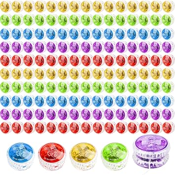 150 Pcs Colorful Light up Yo Yo Ball Bulk LED Responsive Ball Plastic Bearing Ball for Kids Beginner Birthday Classroom Bag Fillers Prizes Gifts, 5 Colors
