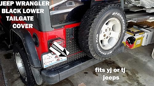 Miniatura 5 de Se adapta a Jeep Wrangler negro diamante placa inferior trasera cubierta cubierta para Yj o Tj