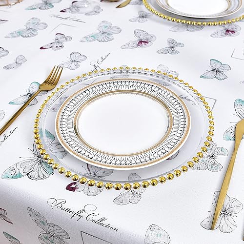 Miniatura 6 de Mantel de vinilo de granja de 6 pies, mantel de plástico lavable a prueba de derrames, impermeable, de PVC, rectangular, oblongo, para mesa de