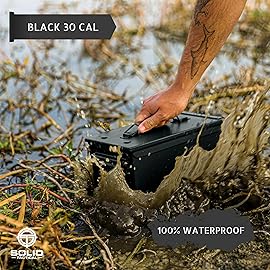 Solid Tactical Lockable 30 Cal Metal Ammo Storage Box Black - Military & Army Steel Ammo Can for Ammunition Storage with Foam - Waterproof Ammo Crate Utility Box