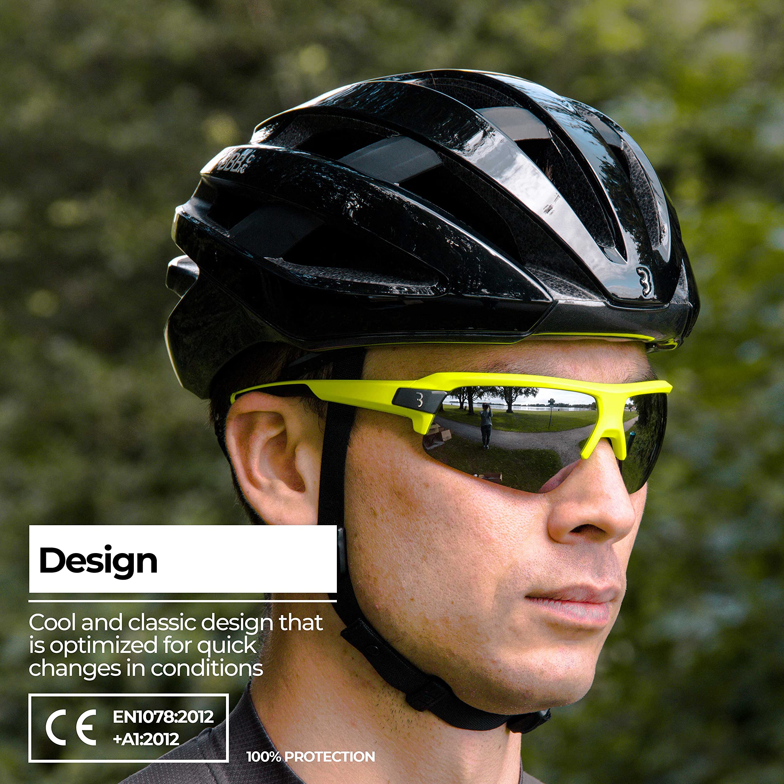 BBB Cycling Sports Glasses for Men & Women with 3 Interchangeable Lenses Lightweight Sunglasses UV Protection Half Frame for Bike Riding Impulse BSG-62