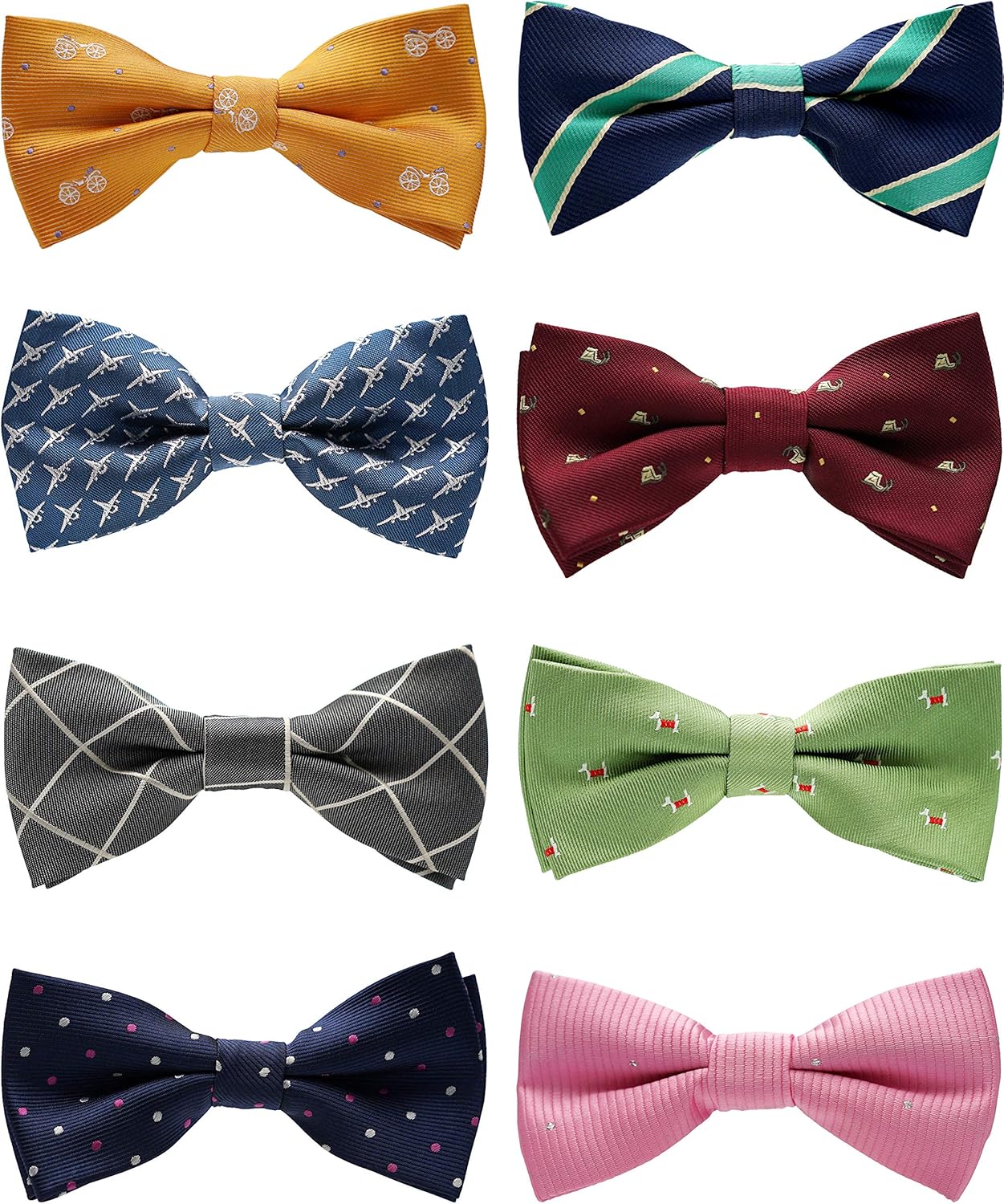 Boys Bow Ties 8-Pack, Pre-tied Bow-Ties Adjustable for Kids, Children, Toddler BowTies