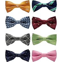 BELLUNO Boys Bow Ties 8-Pack, Pre-tied Bow-Ties Adjustable for Kids, Children, Toddler BowTies