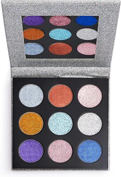 Makeup Revolution, Pressed Glitter, Eyeshadow, Illusion, 9 Shades, 13.5g