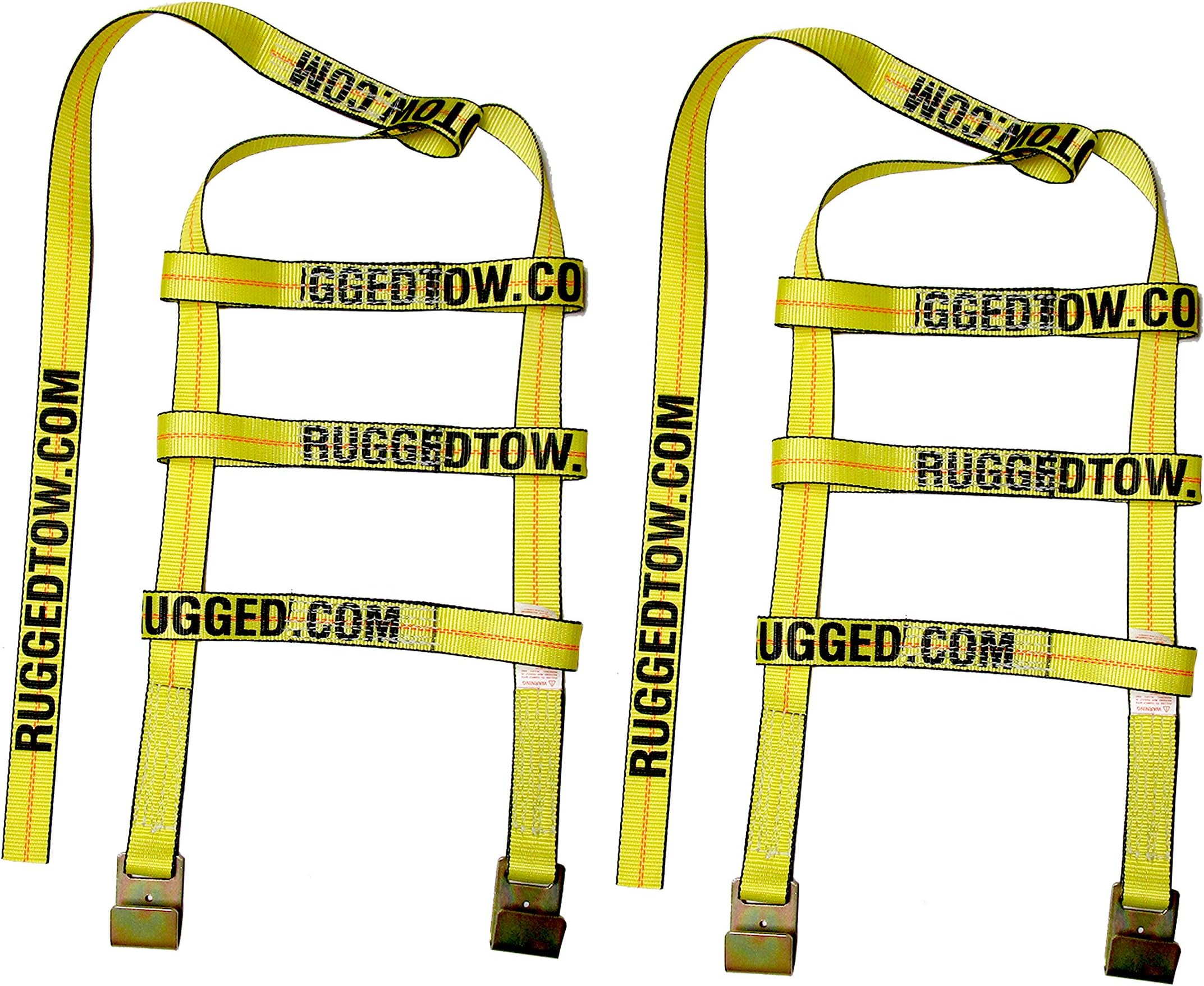 2 PACK Car Tow Dolly Basket Strap Flat Hook Heavy Duty Wheel Net - Foto 13