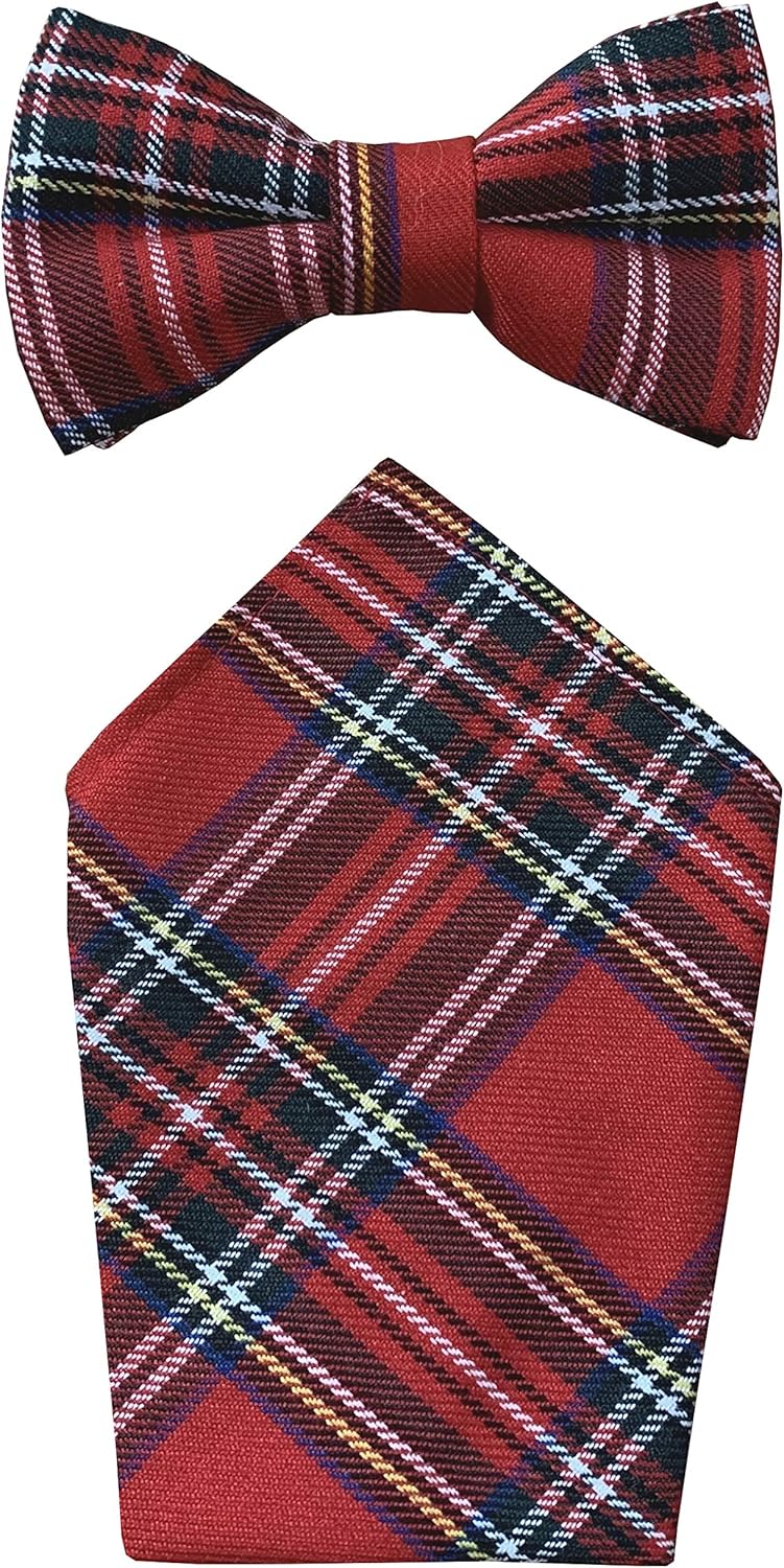 Great British Tie Club Royal Stewart Tartan Cummerbund Set (includes Bow Tie & Pocket Square)