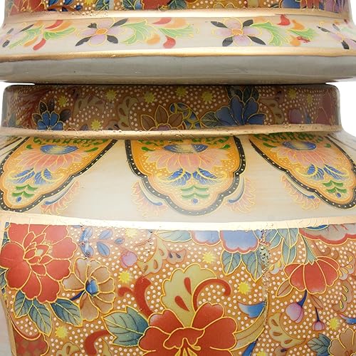 Miniatura 5 de Red Lantern Tarro de templo de porcelana de caballo en prado de 18"