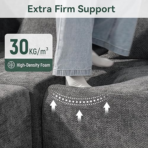 Miniatura 8 de Sofá Modular Seccional Nube para Sala de Estar - Juego de Sofás de Chenilla Convertible de 4 Plazas de 130'' con Otomana, Sofás de Compresión sin