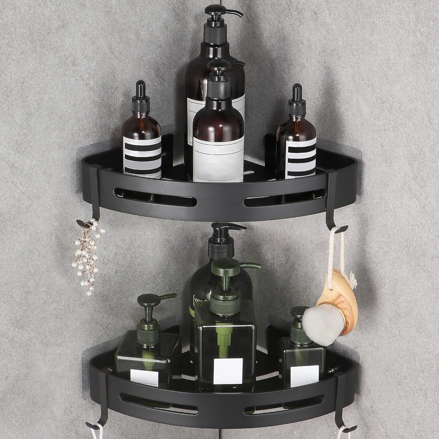 WPT Corner Shower Caddy 2 Pack Adhesive Shower Corner Shelf Shower Organizer Storage Wall Mounted No Drilling for