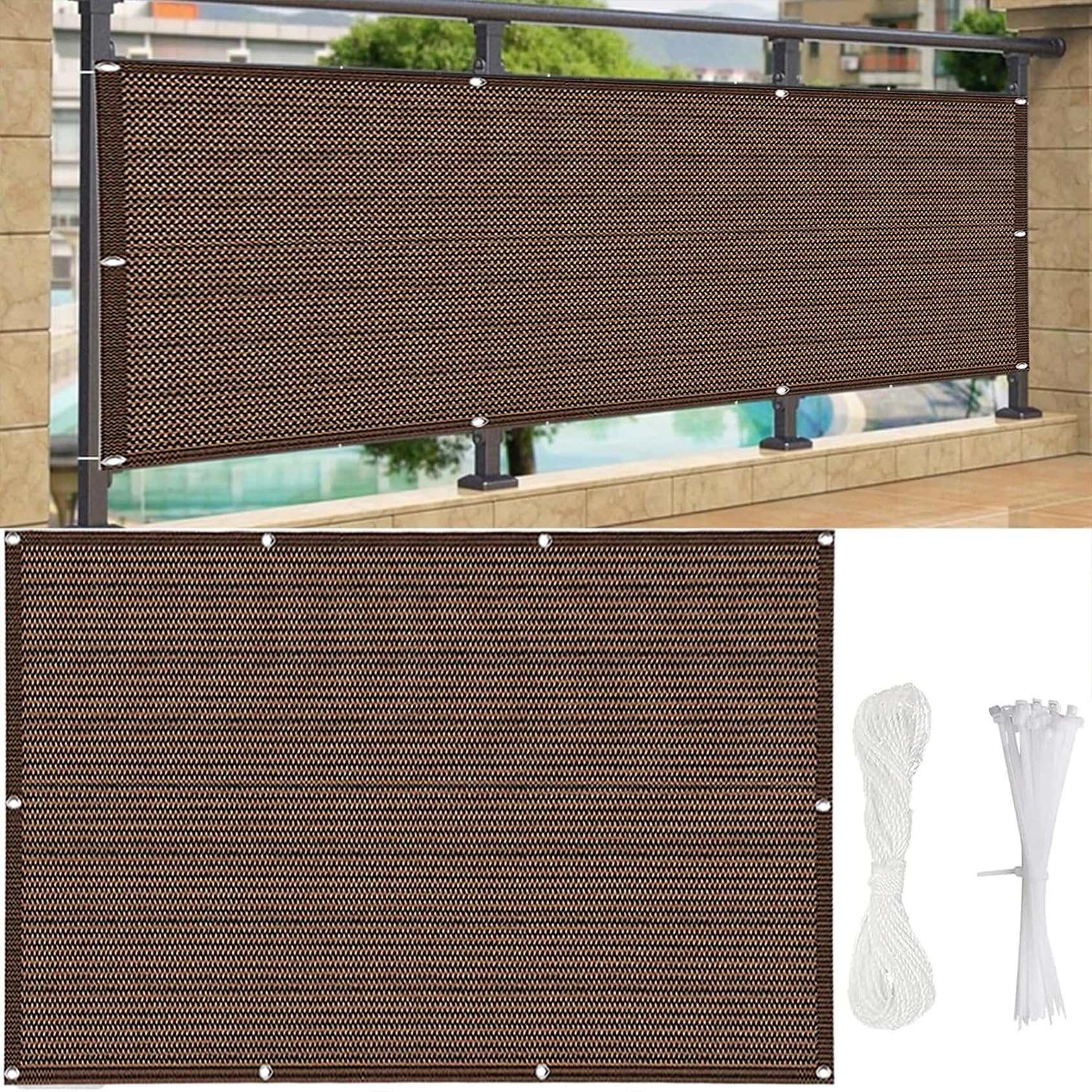 Pare-soleil d'extérieur 260x330 cm pour balcon et terrasse avec œillets
