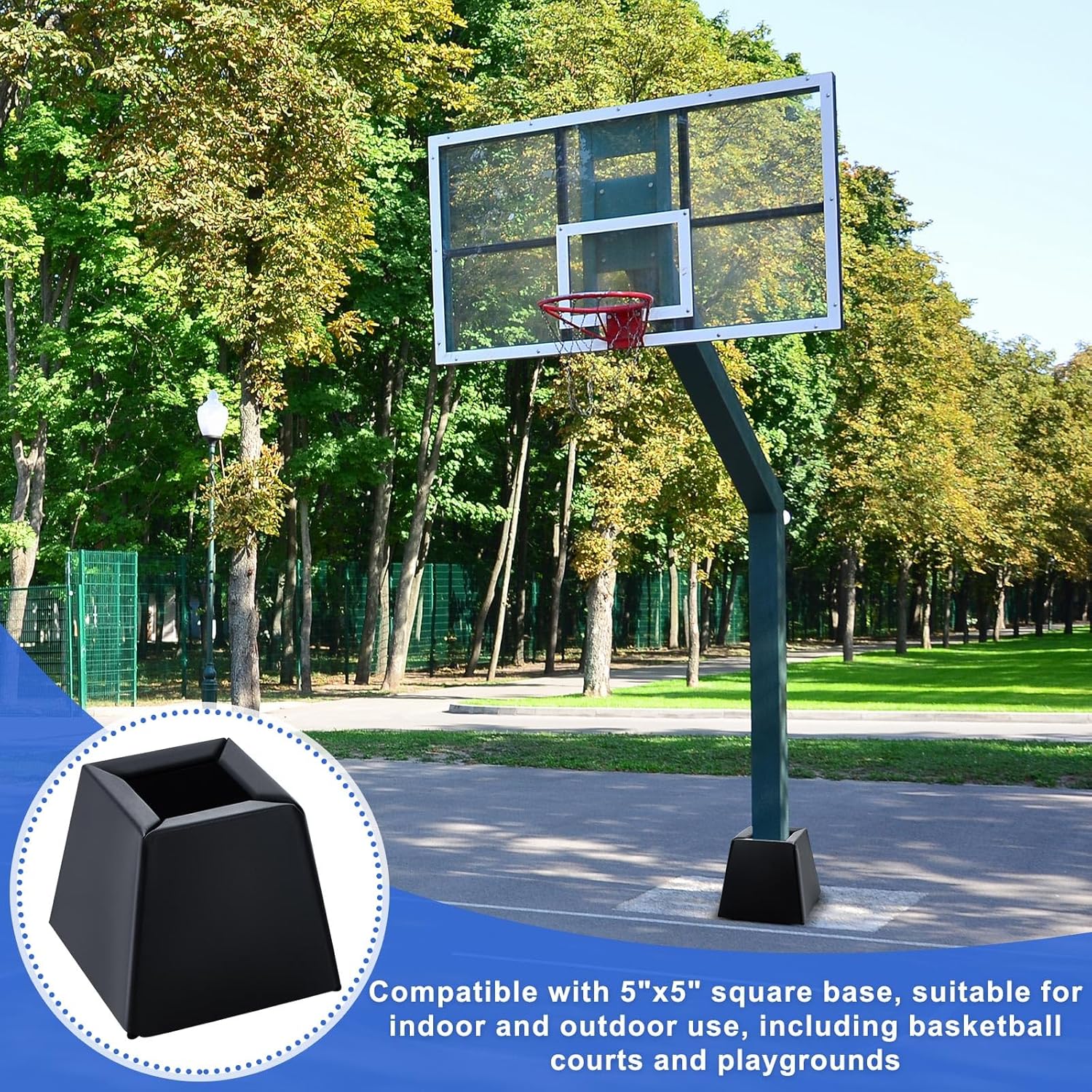 Square Basketball Pole Pads for 5"x5" Base 2" Thick Pole Padding Wrap Heavy Duty Outdoor Waterproof UV-Resistant Basement Basketball Square Base Pads for Player Protection