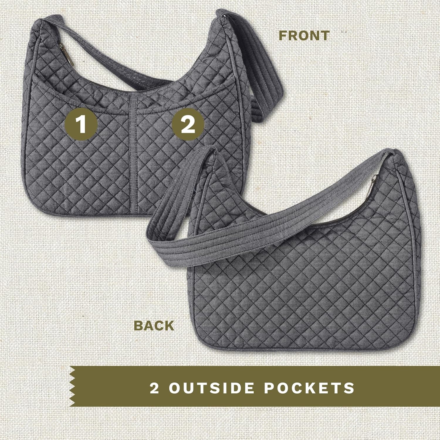 Bella Taylor Blakely - Hobo Shoulder Bag for Women - Lightweight Quilted Fabric Purse with Pockets - Image 6