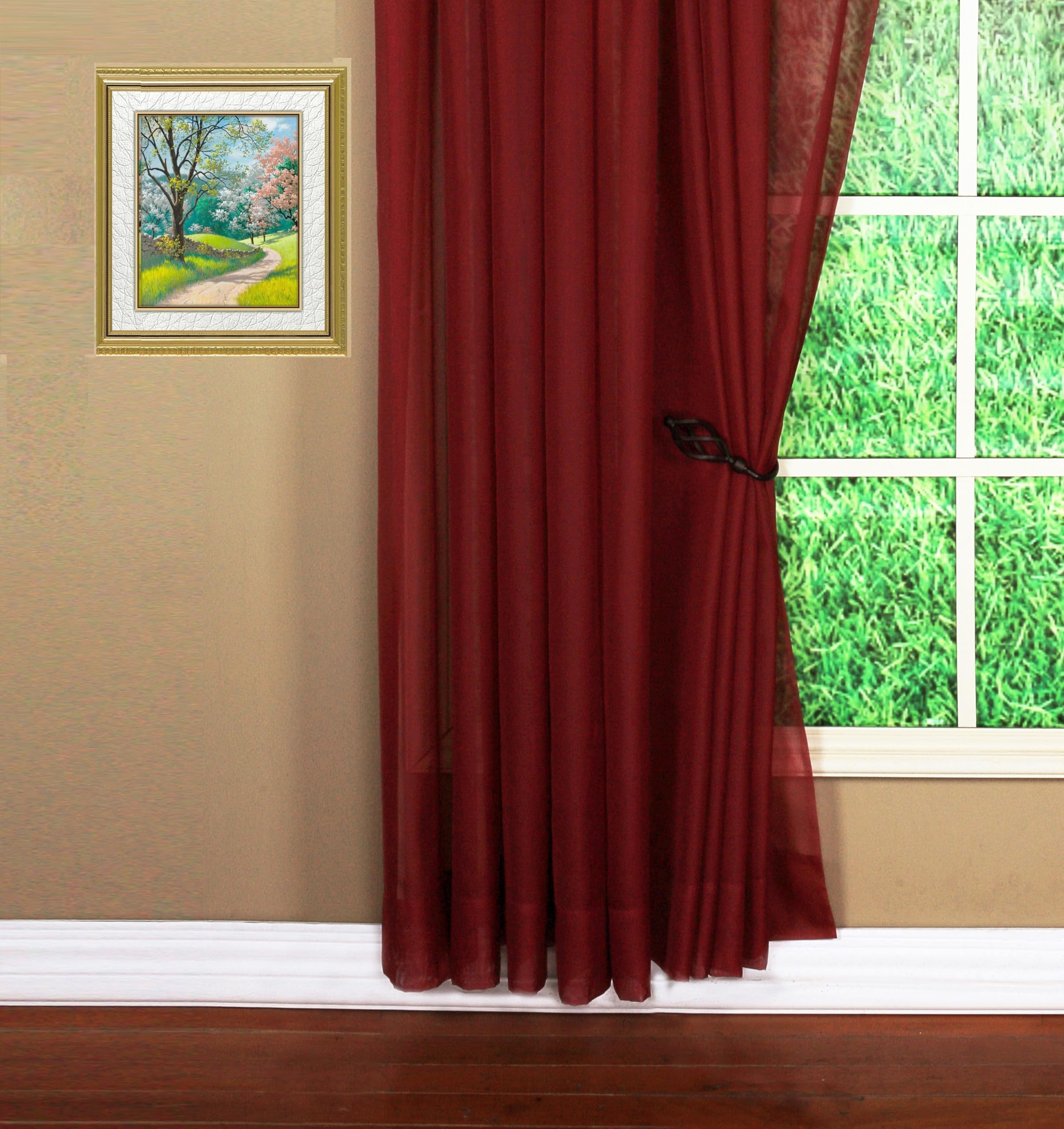 Today's Curtain Emelia Original Voile Panel 108", Burgundy, 60" W x 108" L โ image 1