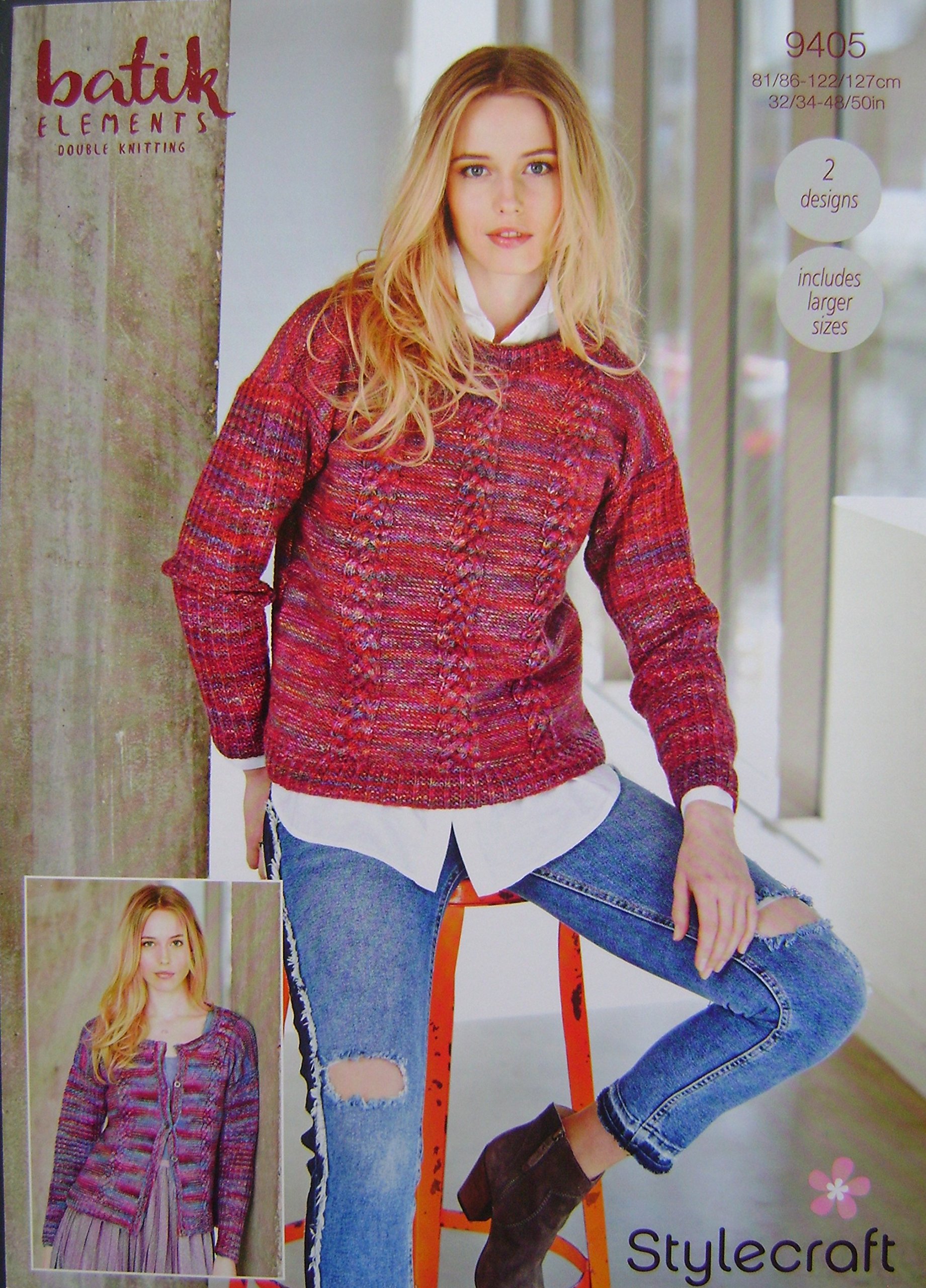 Stylecraft Knitting Pattern 9405 - sweater & cardigan in double knitting 32-50" bust