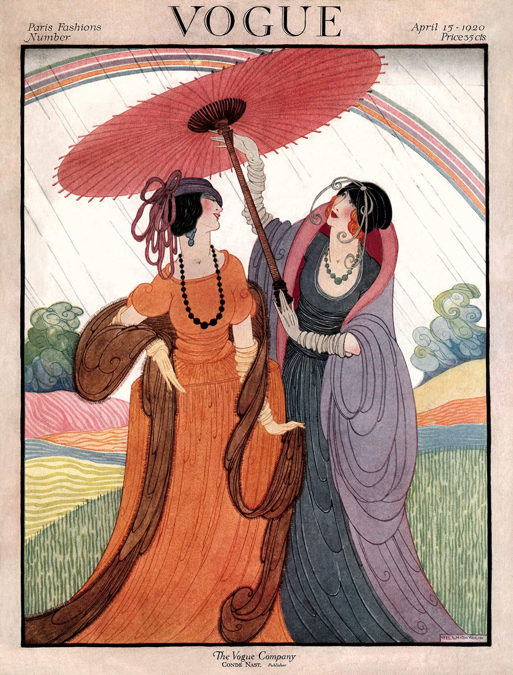 RPW Vintage Magazine Art Cover April 1920 Helen Dryden Fashion Beauty Wall Art Poster A4 and A3 size print (A4)