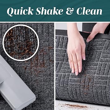 Front Door Mats, 2 Pc Set, 29.5 x 17, All Weather Entry and Back Yard, Indoor and Outdoor Safe, Slip Resistant Rubber Backing, Absorbent and Waterproof, Dirt Trapping Rugs for Entryway
