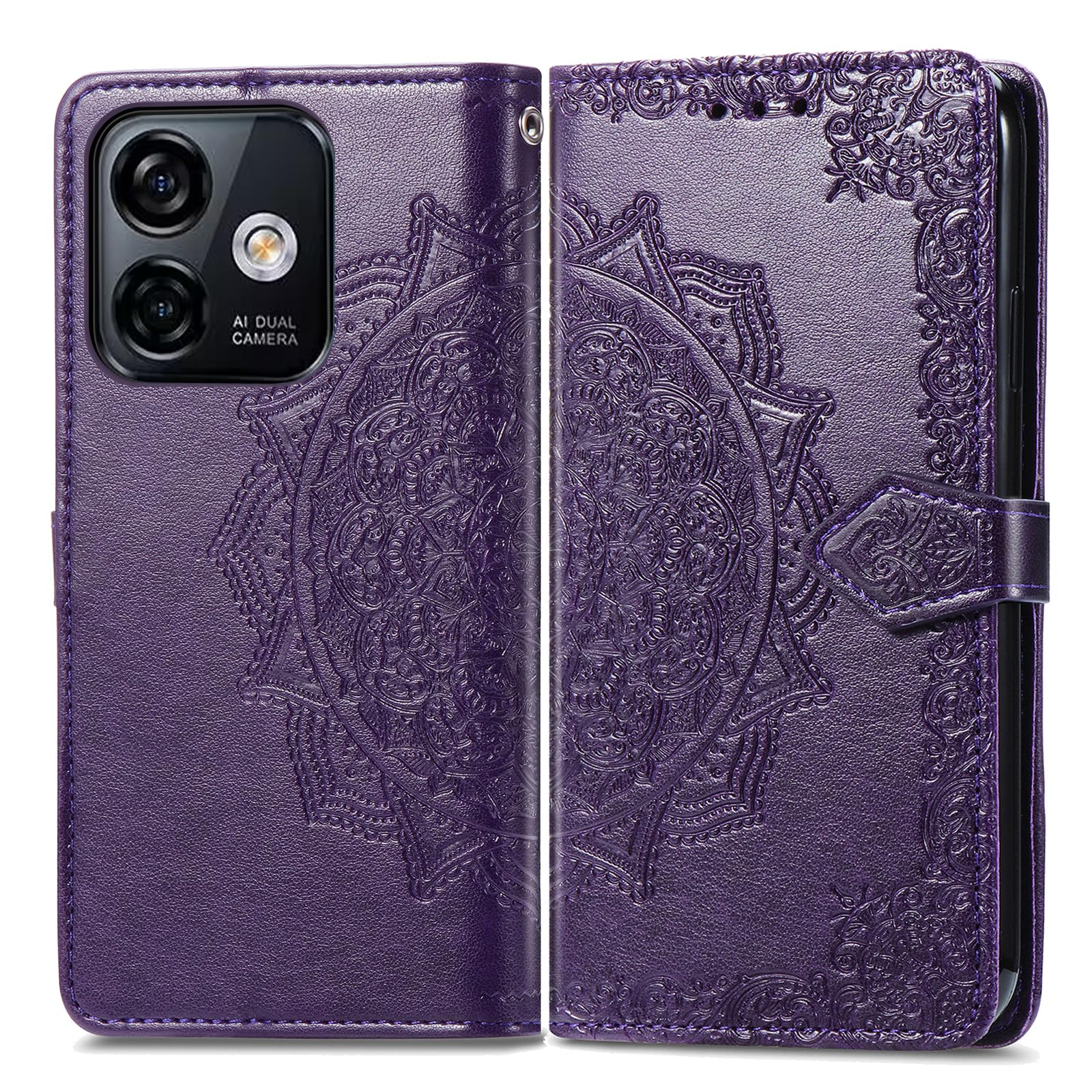 Fertuo Cover per Ulefone Note 16 Pro, Custodia Portafoglio a Libro in Pelle Flip Cover con Porta Carte, Chiusura Magnetica [Disegni di Mandala] Case Antiurto per Ulefone Note 16 Pro, Viola