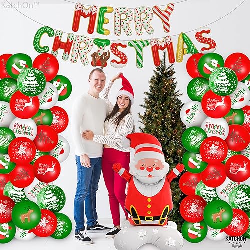 Miniatura 6 de KatchOn, Globos de Navidad de Papá Noel, paquete de 10, grandes, globos de papel de aluminio de Feliz Navidad, globos de Papá Noel, elfos, globos de