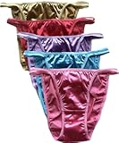 5 Pack Women&apos;s Sexy Satin String Bikini Underwear Shine Smooth Underwear