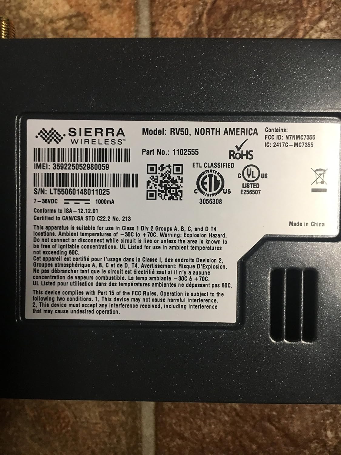 SIERRA WIRELESS RV50 North America ALEOS DC Communications Mob