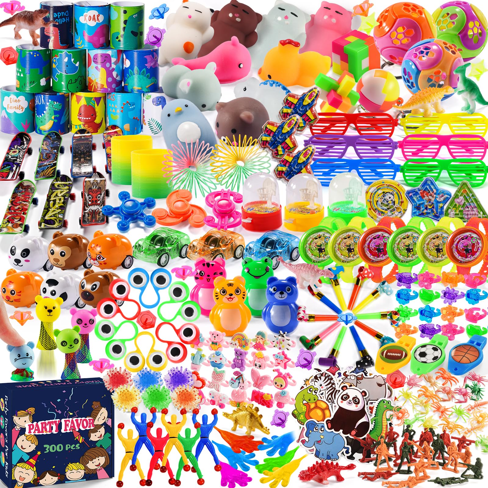 300 PCS Party Favor for Kids Goodie Bags Stuffers, Prize Box Toys for Kids Classroom Bulk, Small Fidget Toys Pinata Fillers, Treasure Chest for Students Rewards, Carnival Prizes, Birthday Gifts