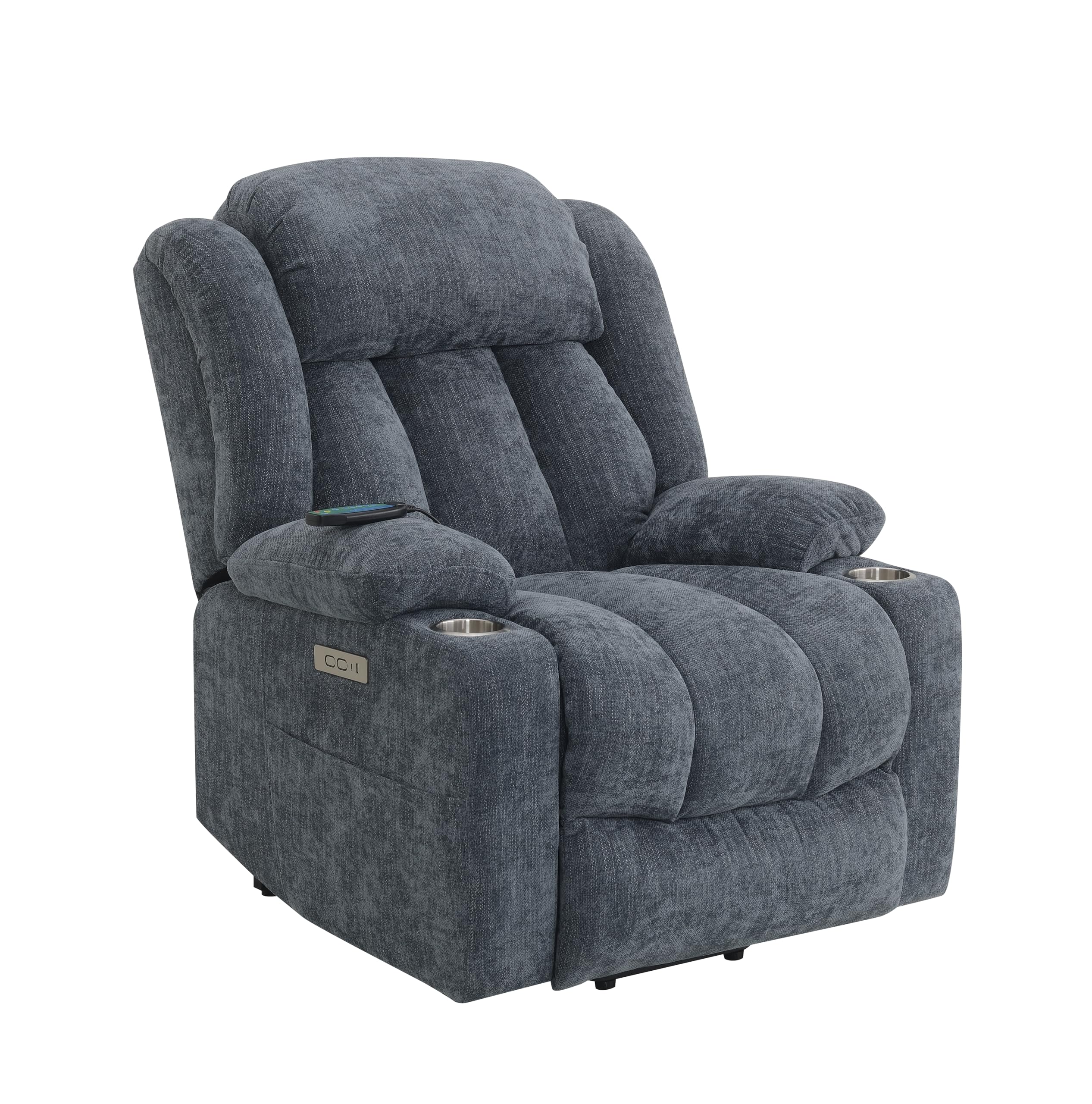 Acme Omarion Velvet Power Recliner with Lift/Heating and Massage in Blue