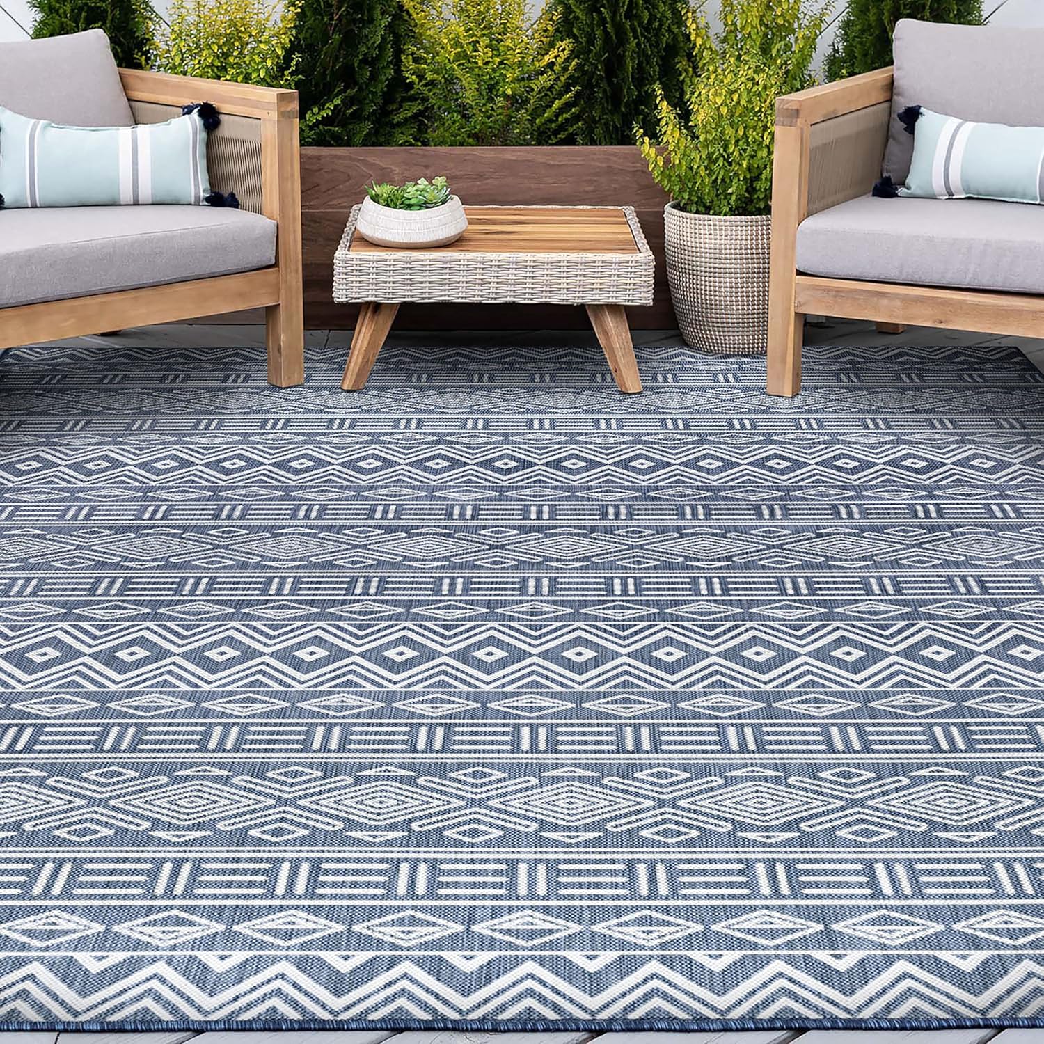 Water & Fade Resistant 5x7 Indoor Outdoor Rug for Patio