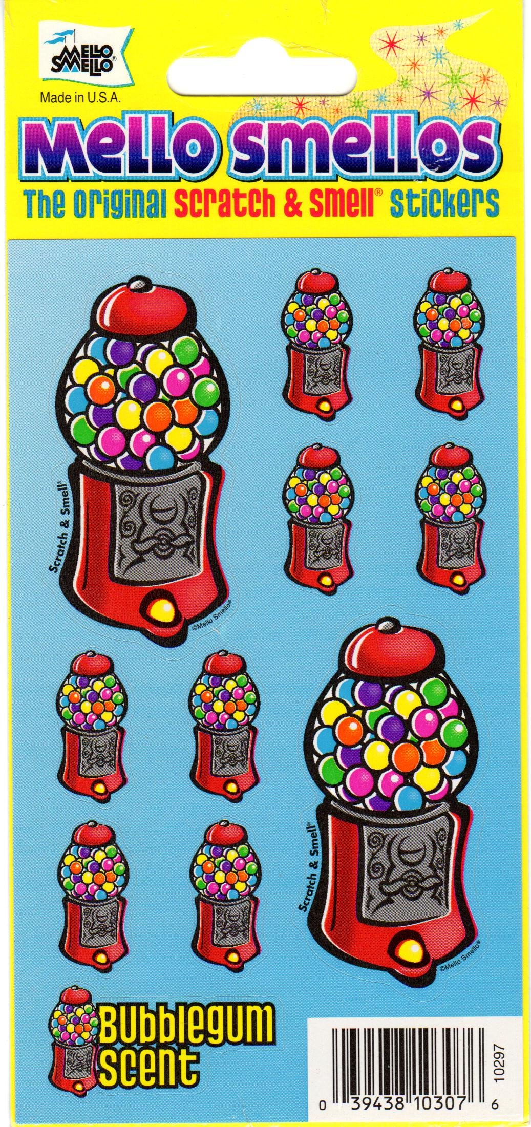Gumball Machine Bubblegum Scent Scratch and Smell Scrapbook Stickers (10297)