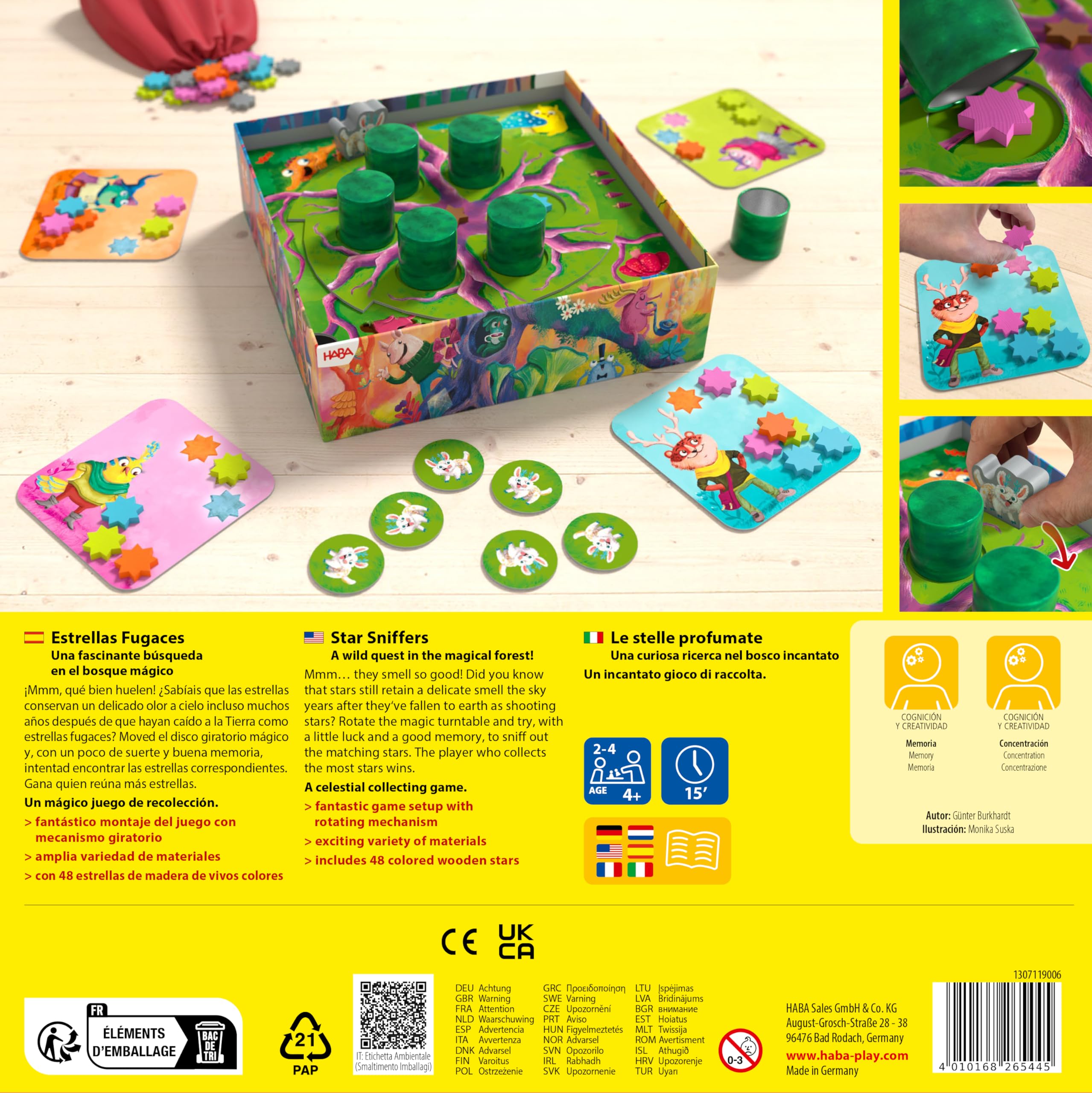 HABA 1307119006 Stelle Fugaci: Gioco Da Tavolo Per Bambini 4+ Anni, Gioco Di Memoria E Raccolta Stelle Con Animali Del Bosco - 2