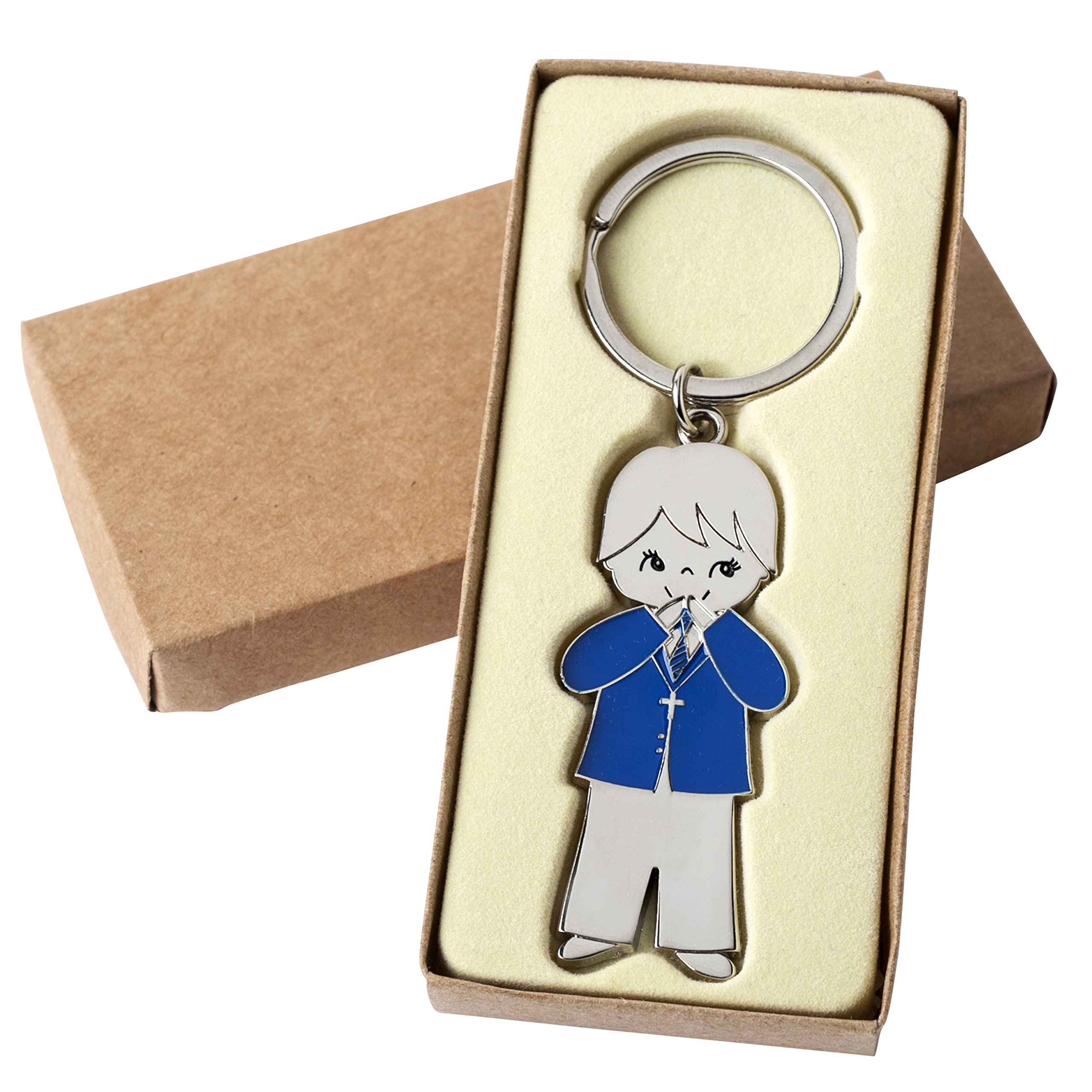 Mopec Keyring for Communion Boy with Jacket, Metal, Silver, 0.5 x 2.5 x 6 cm, Pack of 2