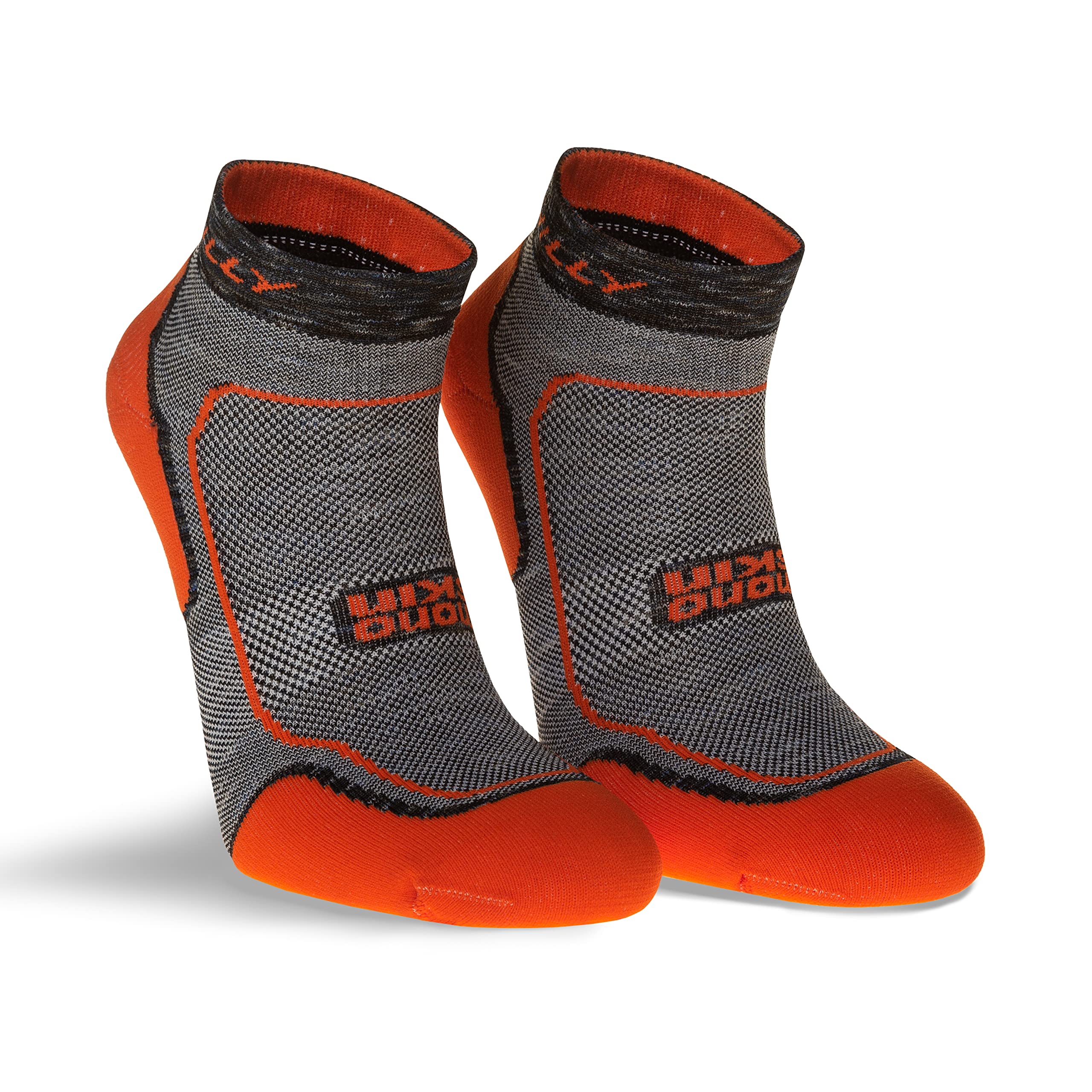Hilly Unisex Active - Quarter Min Cushioning, Running Sock, Fluo Orange/Charcoal, XL UK