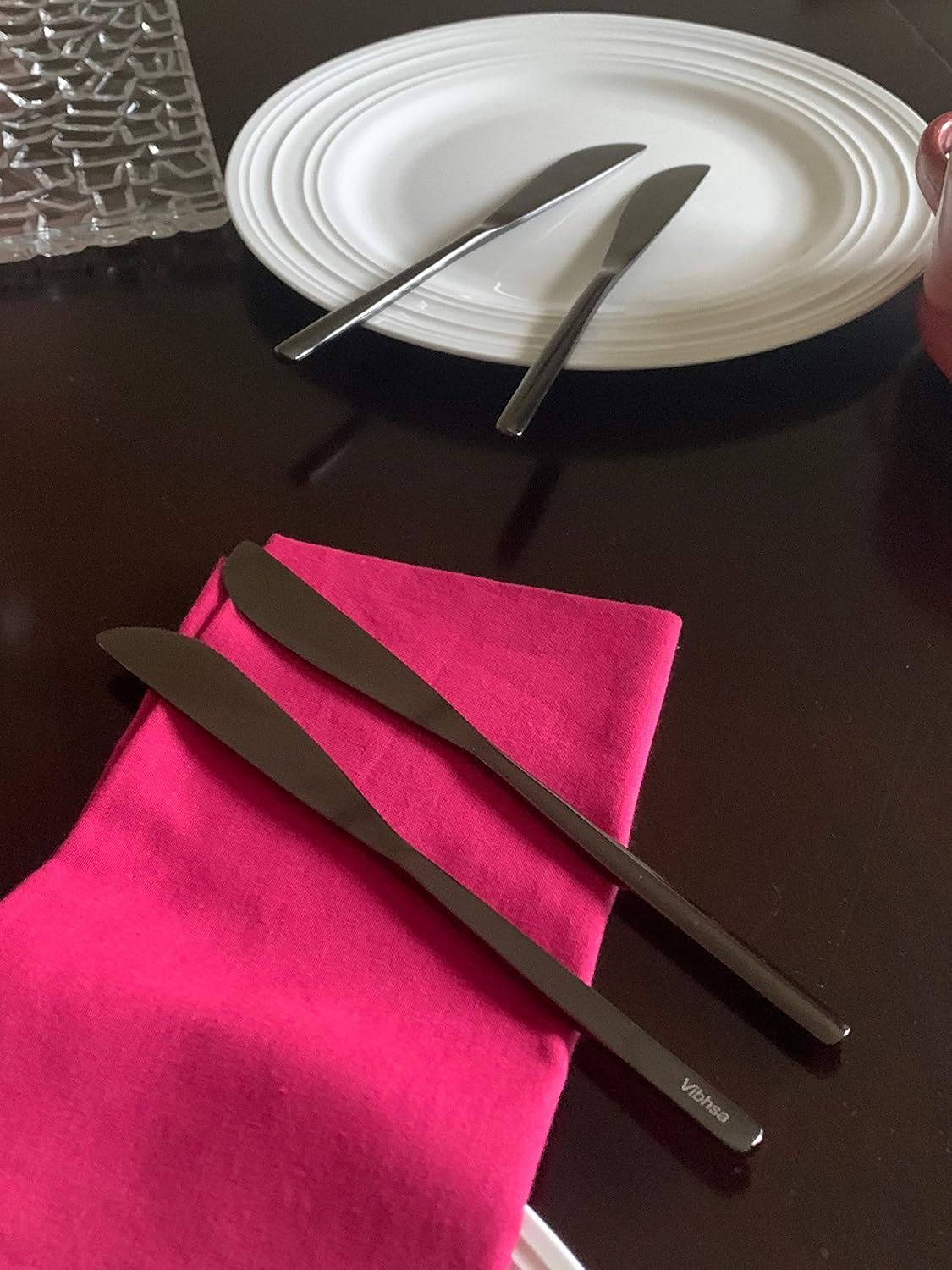 Vibhsa Dinner Knives Set of 6 Pieces (Stainless Steel, Black Glossy)