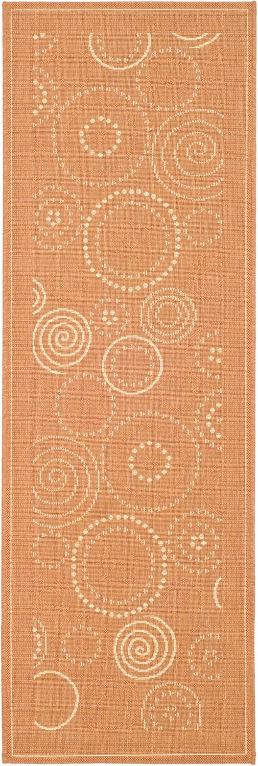 SAFAVIEH Courtyard Collection Runner Rug - 2'3" x 6'7", Terracotta & Natural, Non-Shedding & Easy Care, Indoor/Outdoor & Washable-Ideal for Patio, Backyard, Mudroom (CY1906-3202)