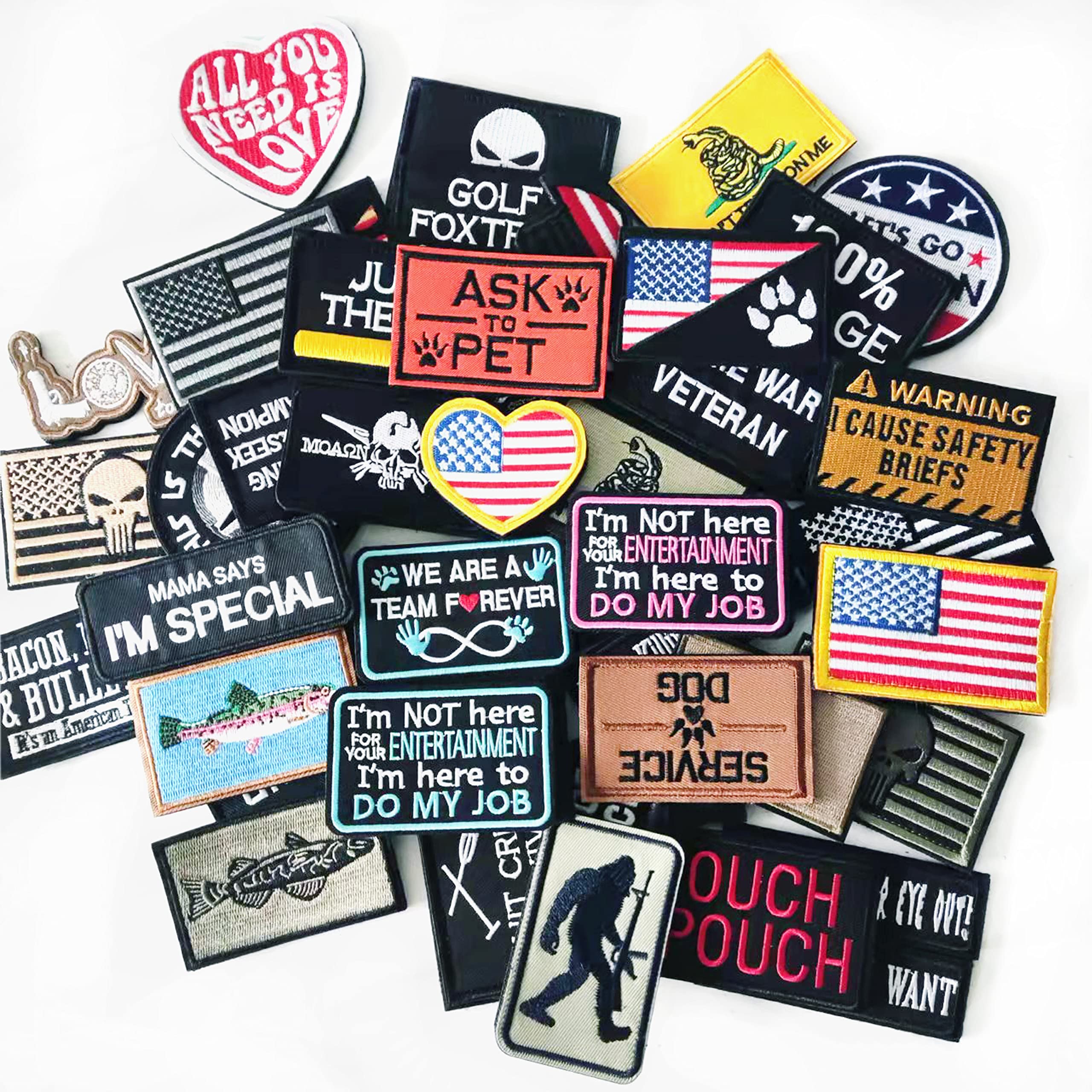 TXSN 20PCS Random Tactical Morale Patches Pack, Full Embroidery Loop and Hook Fasten Patches Set for Caps Bags, Backpacks - Image 3