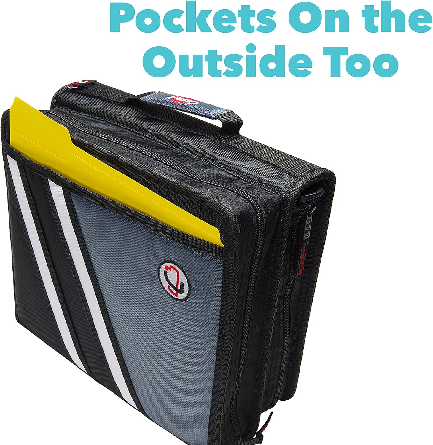 Case-it The Z Shape Zipper Binder - Two Binders in One - Double Sided 1.5 Inch D-Ring - Multiple Pockets - 500 Page Capacity - Comes with Shoulder Strap, Black Z-176