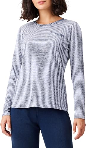 NIC+ZOE NZT Crew Neck Long Sleeve Stripe TEE, Grey Multi, XS