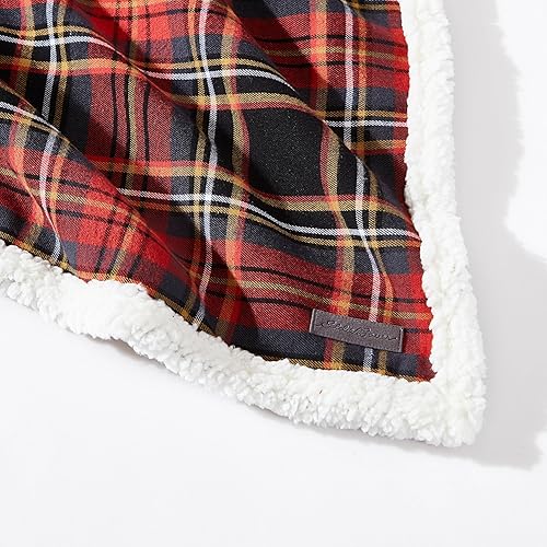 Vista 3 de Eddie Bauer - Manta decorativa de franela de algodón para hogar, ropa de cama reversible de sherpa para todas las estaciones, tartán rojo